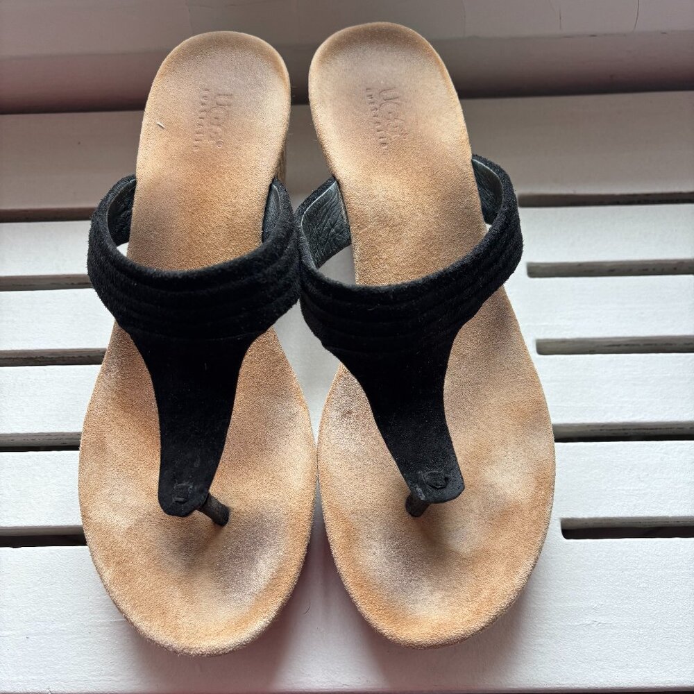 Ugg Black Suede Platform sandal slides